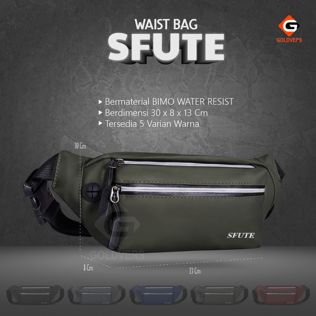 Tas Selempang Pria Waistbag SFUTE Original Import Tas Pinggang Cowo Cewe Berkualitas - Goldies