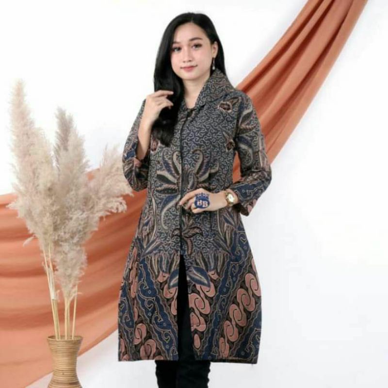 TUNIK BATIK TERLARIS BARU ZIPPER DEPAN