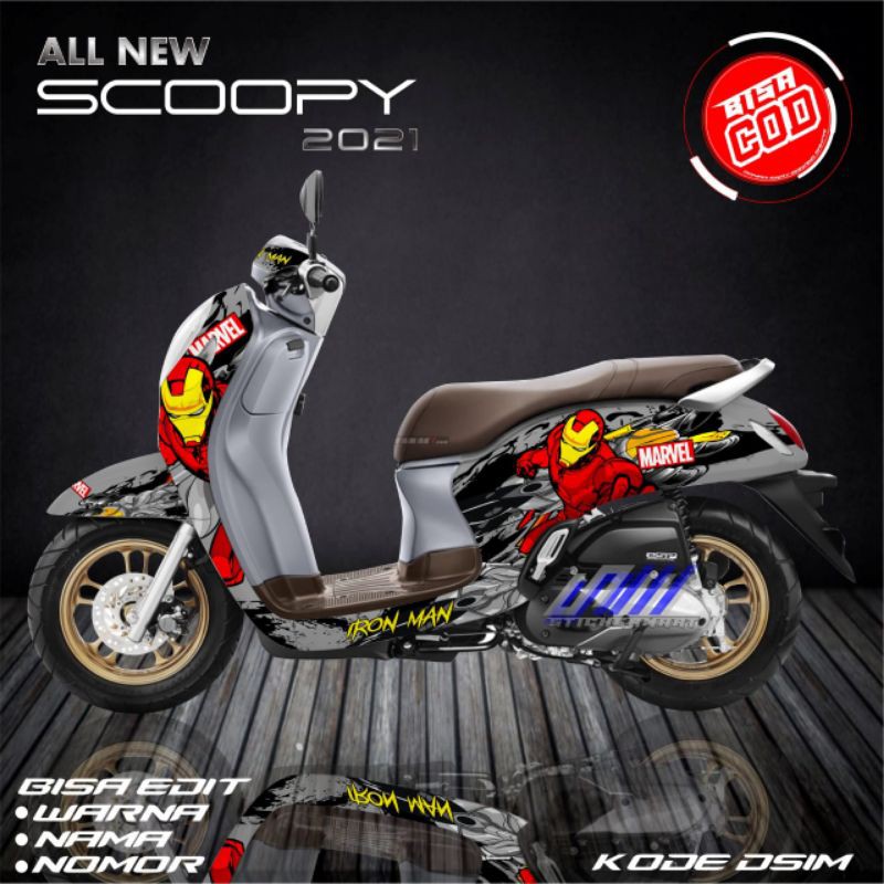 sticker decal full body honda scoopy hitam ironman