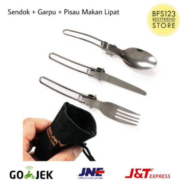 Sendok Garpu Pisau Lipat Portable - Sendok Makan Camping