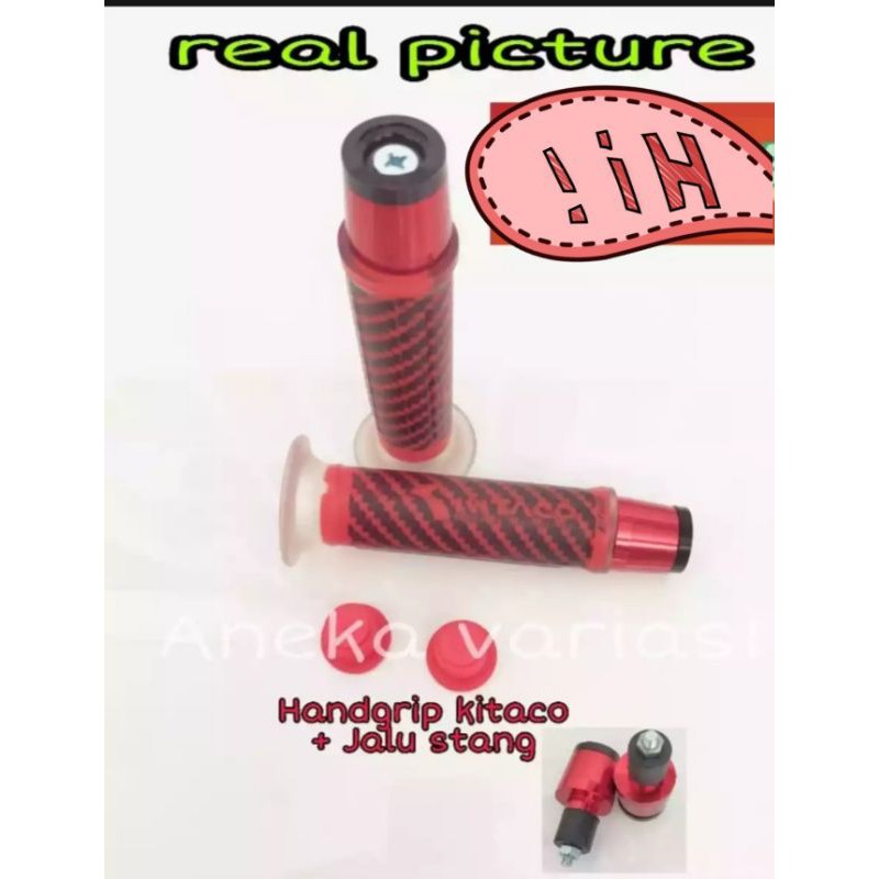 (paket promo) handgrip kitaco universal /hendgrip kitaco merah plus Jalu stang warna merah