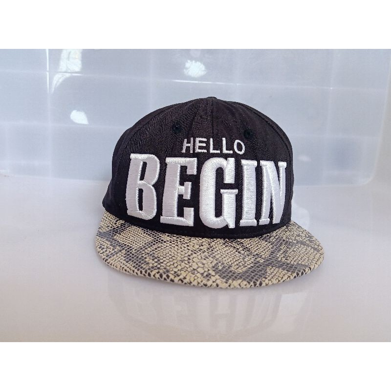 Topi Second Original Import branded Snapback Hitam Hello Begin