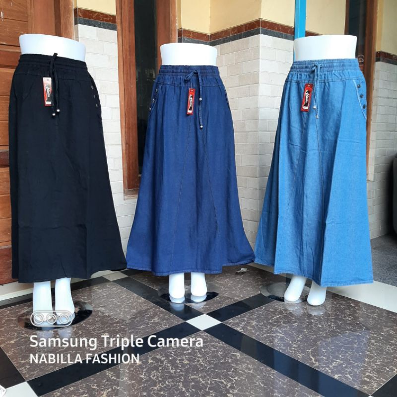 ROK JEANS/ROK WANITA/ROK JEANS WANITA /ROK JEANS PANJANG /ROK MUSLIMAH /TERBARU/ROK RAWIS/TERKINI /H