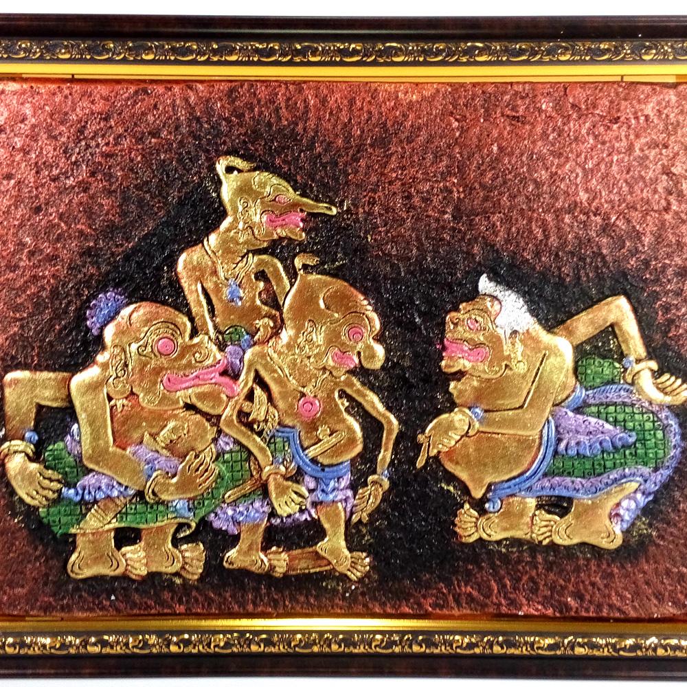 Lukisan Relief / Lukisan 3D/Lukisan Timbul Wayang Punokawan 42x32cm