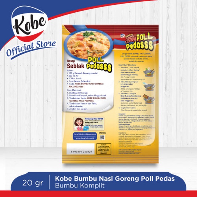 Kobe Bumbu Nasi Goreng Poll Pedas Pedasss 20 gr