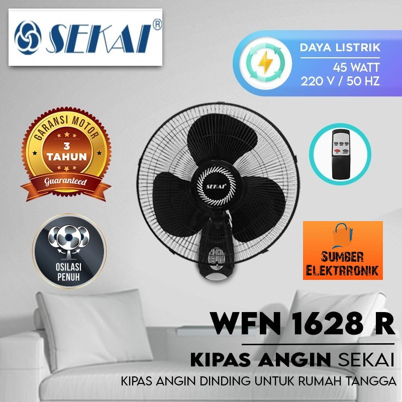 SEKAI Kipas Angin Dinding Remote / Wall Fan 16 Inch - WFN 1628 RC