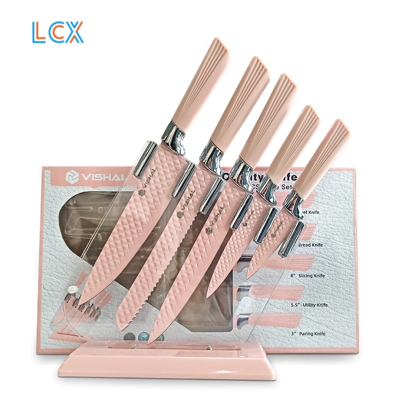 LCX Cookware Diamond Knife Set Transparan Tempat Pisau Paling Tajam / 6 Pcs Pisau Set VS-1845