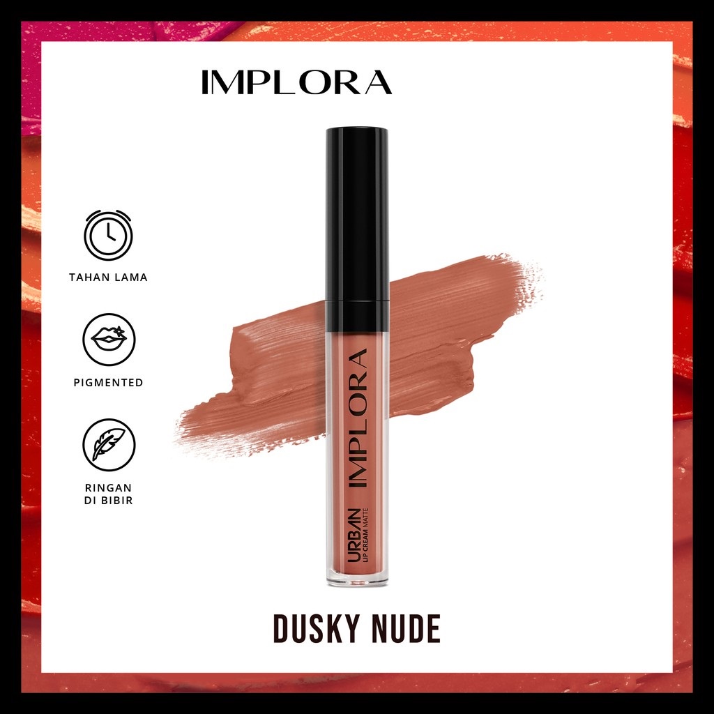 IMPLORA Urban Lip Cream Matte Original BPOM - Best Seller Kosmetik Lipcream Surabaya-01 Dusky Nude