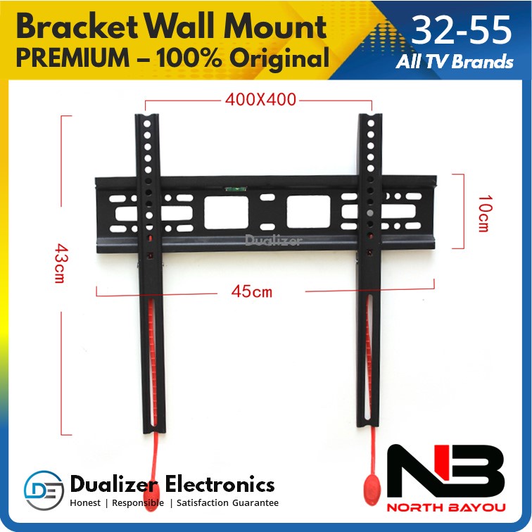 Bracket TV 55 50 43 42 40 32 Inch NB D2F Slim Design With Waterpass