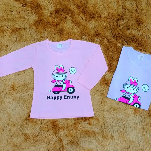 Baju kaos anak perempuan murah lengan panjang hellokitty motor pink ungu