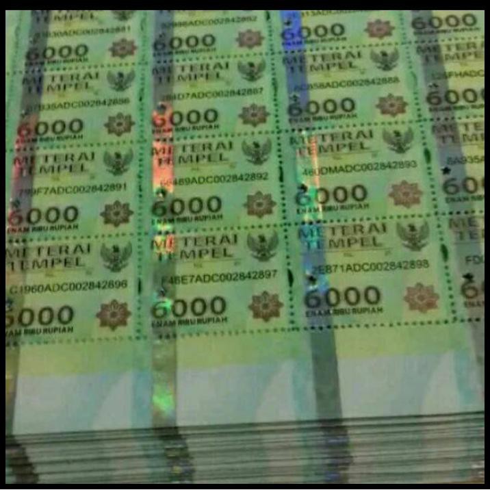 

(New Product!!) Materai 6000 Kualitas Superr...Dijual Paket 250 Pcs/Keping