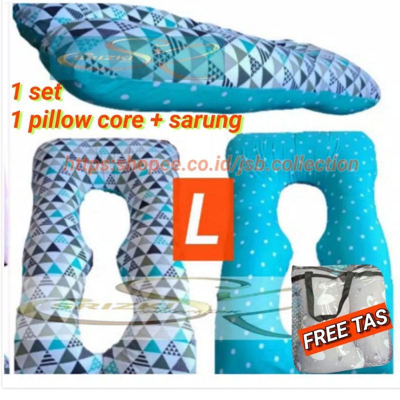 Promo bantal hamil dan menyusui 1 set bantal dan sarung premium quality free tas [bisa cod] 2 lapis