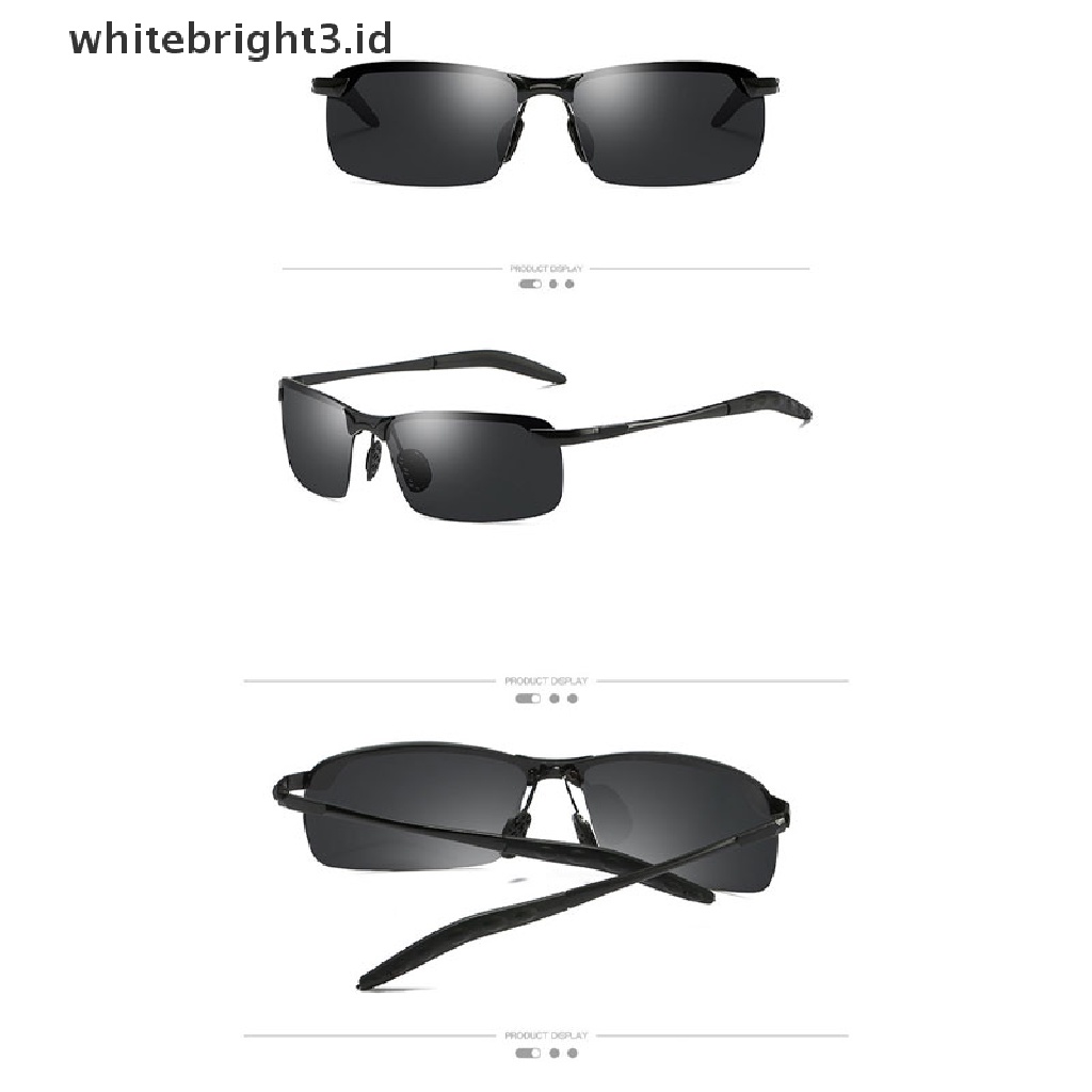 (whitebright3.id) Kacamata Hitam Polarized Photochromic Siang &amp; Malam Untuk Mengemudi / Memancing