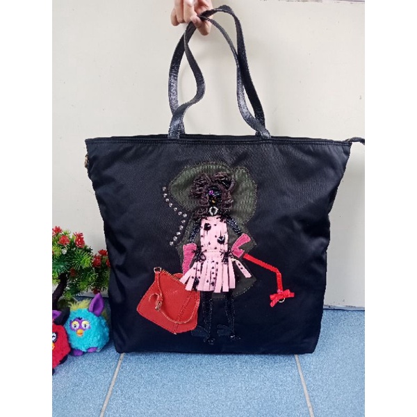TOTE BAG NILON ALA PRADA TESSUO,  KEREN &BAGUS, PRELOVED TOTE NILON,  PRELOVED TAS PRADA