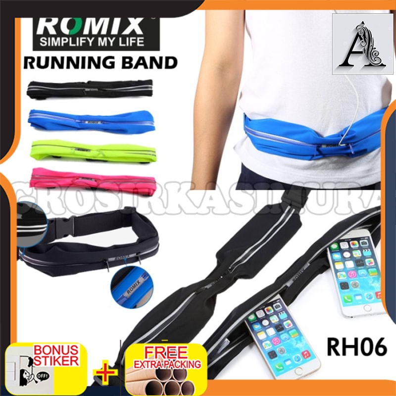 

Terlaris Running Belt ROMIX RH06 -Double Pocket Tas Jogging model Ikat Pinggang - Fuchsia
