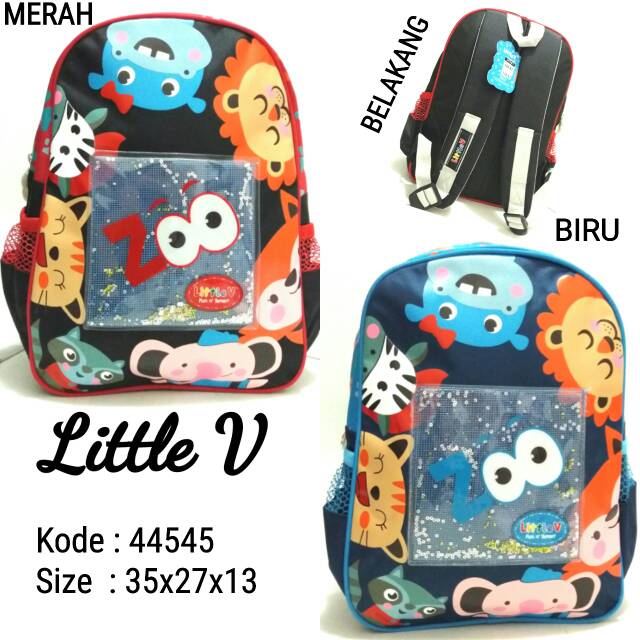 TAS SEKOLAH RANSEL BACKPACK ANAK LITTLE V 44545 ZOO MURAH BARU