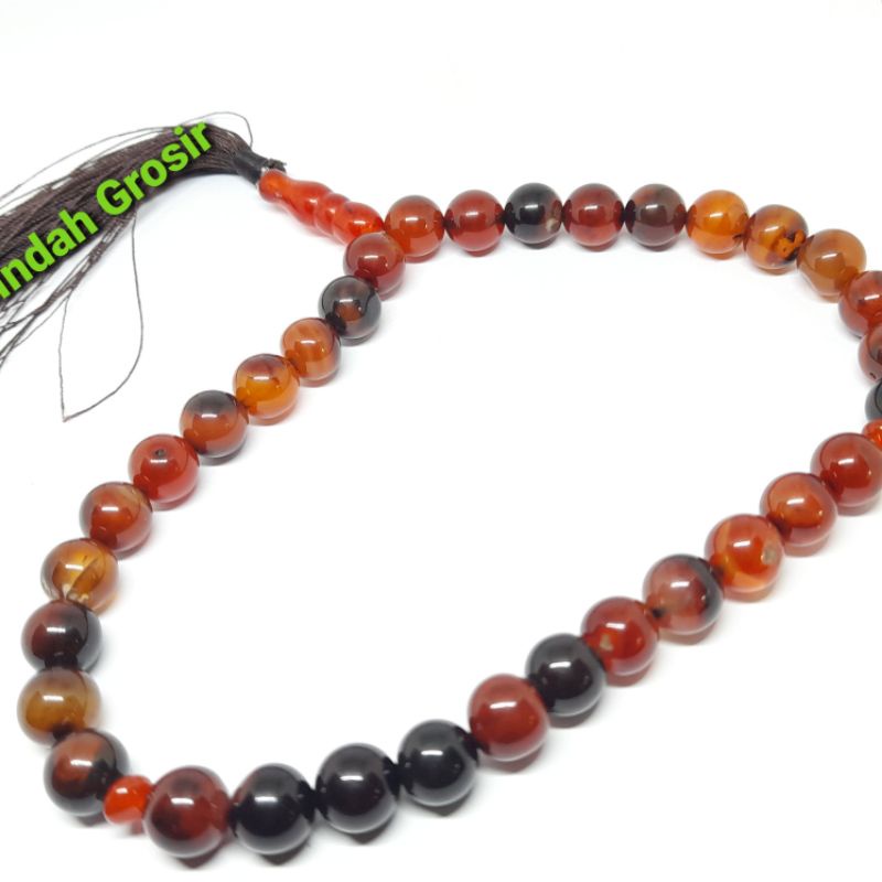 TASBIH BATU AKIK SULAIMAN MADU 33BUTIR 10MM NATURAL