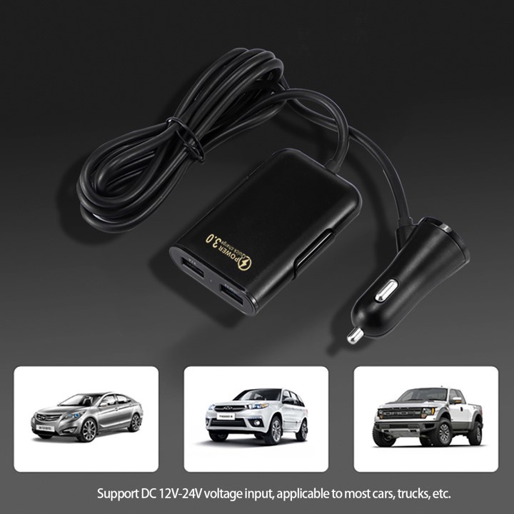 Car Charger Mobil 4 Port USB Adaptor Casan HP Mobil Fast Charging QC