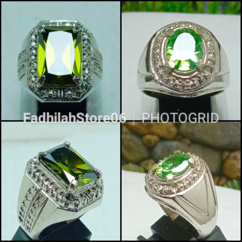 CINCIN PERMATA GREEN PERIDOTE OVAL & OCTAGON MODE ZIRCONIA