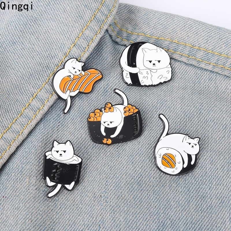 Bros Pin Enamel Bentuk Sushi Kucing Lucu Untuk Aksesoris Tas Ransel Topi