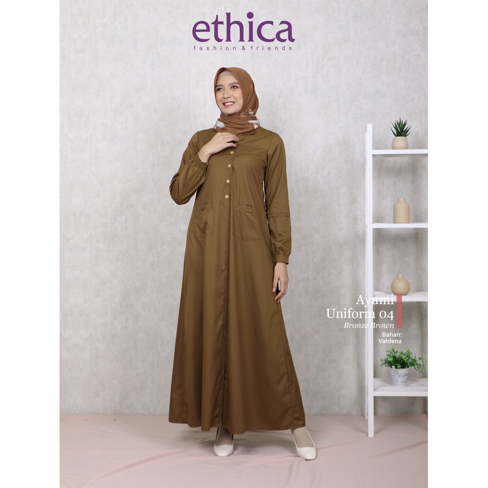 Ethica - Gamis Ayumi Uniform 04 Bronze Brown - Seragam Asn - Pns - Pdh