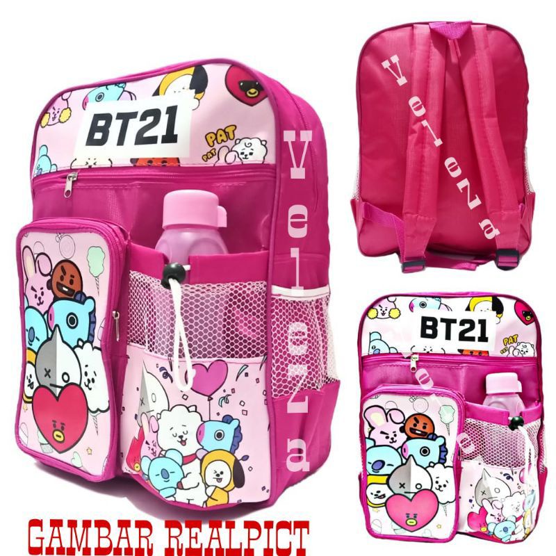 Tas ransel anak perempuan karakter  gratis botol minum - tas anak