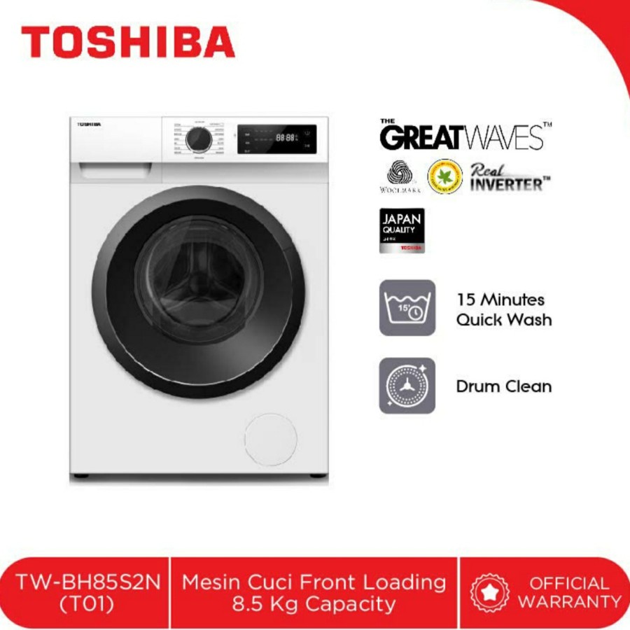 TOSHIBA Mesin Cuci Front Load 8.5 Kg TW-BH85S2N (T01) / TWBH85S2N