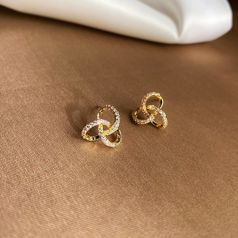 Anting Bulat spiral Geometris Berlian Kilat lady Korea