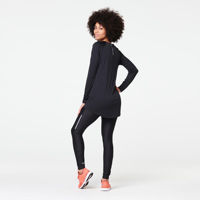 Decathlon Kalenji Celana Long Tight Run Dry Wanita Hitam - 8552231