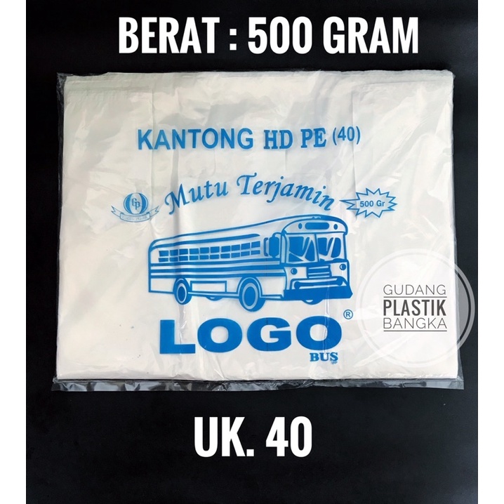 Kantong Plastik / Kresek HD PE OTO / LOGO Putih Uk. 17 / 24 / 28/ 35 / 40