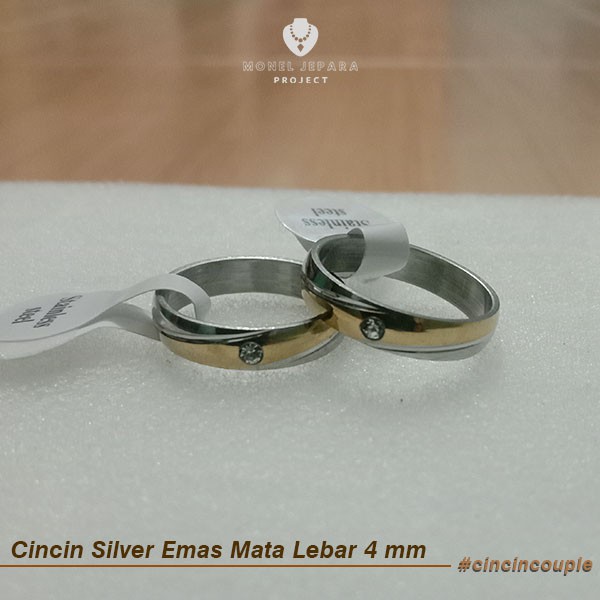 Cincin Silver Emas Permata Tunangan (Titanium Asli)