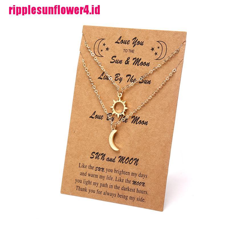 2pcs Kalung Liontin Matahari Bulan Bahan Stainless Steel Untuk Pasangan