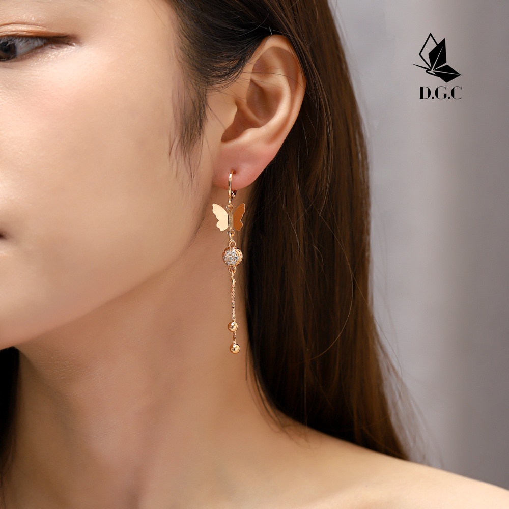 ✨♥️✅COD Panjang Anting Titanium Anti Karat Aksesoris Fashion Kupu Korea Earrings Wanita Murah D175