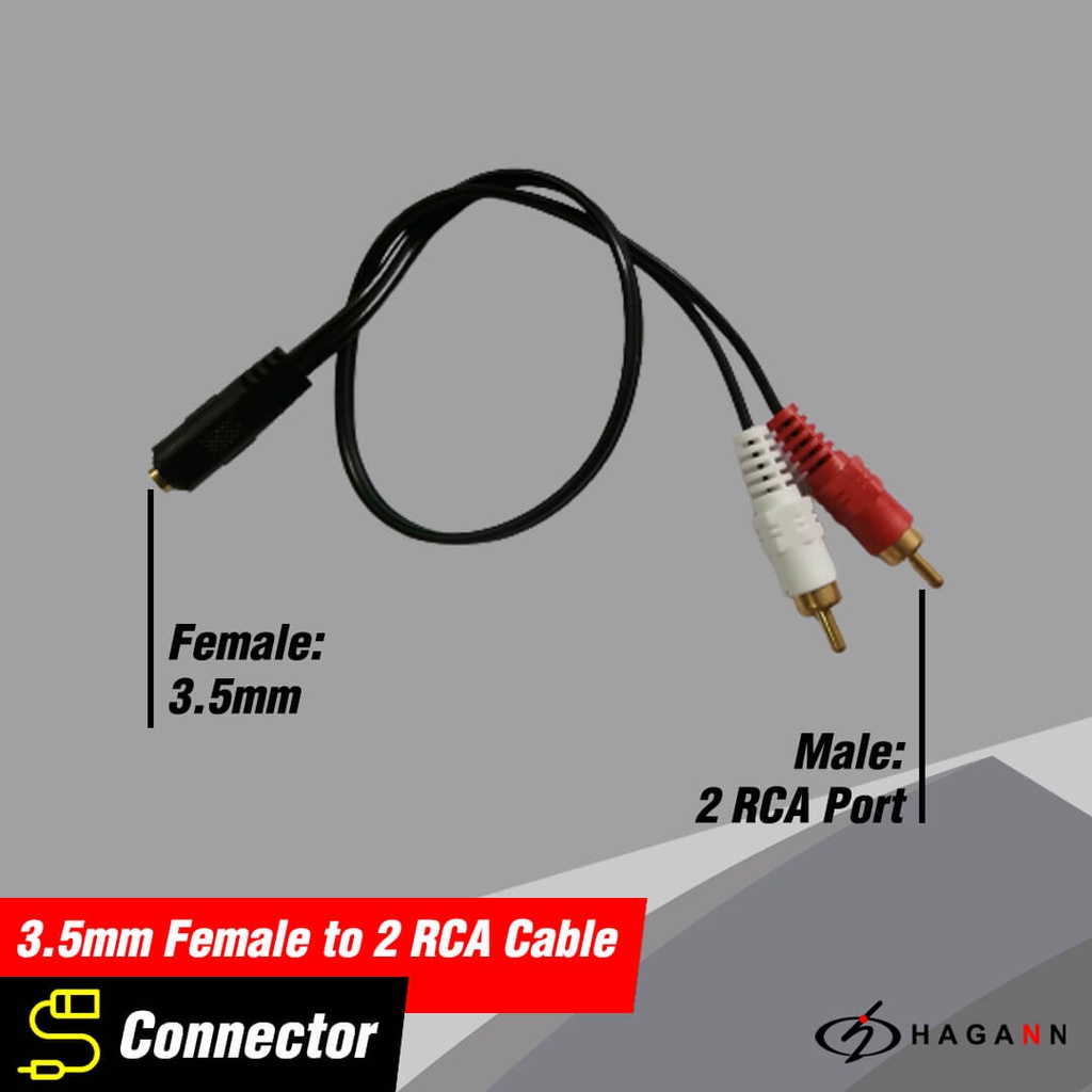Cable Converter 3.5mm Female to 2 RCA Male Kabel Konverter Aux Audio Jack 3.5 mm ke 2RCA
