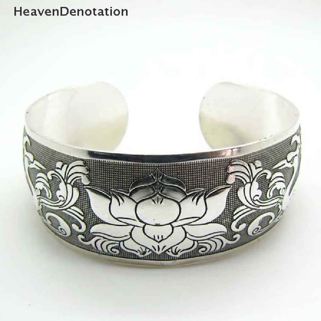 Gelang Tangan Silver Tibet Motif Burung Bangau / Awan Peach Untuk Wanita