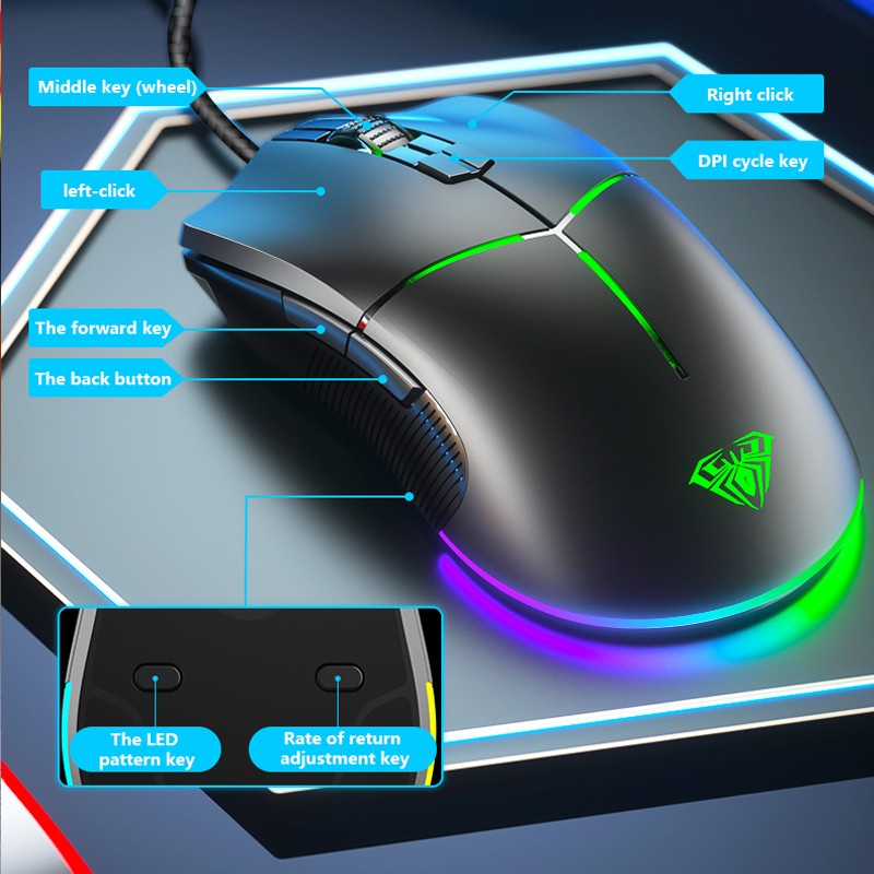 Mouse Gaming AULA F820 Slanted Eye-6400DPI-6Gear DPI-AULA F-820