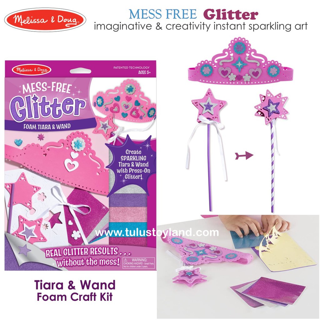 Melissa Doug Mess Free Glitter Foam Art Craft Mainan Kreativitas Anak Tiara Bracelets Gliter Spon