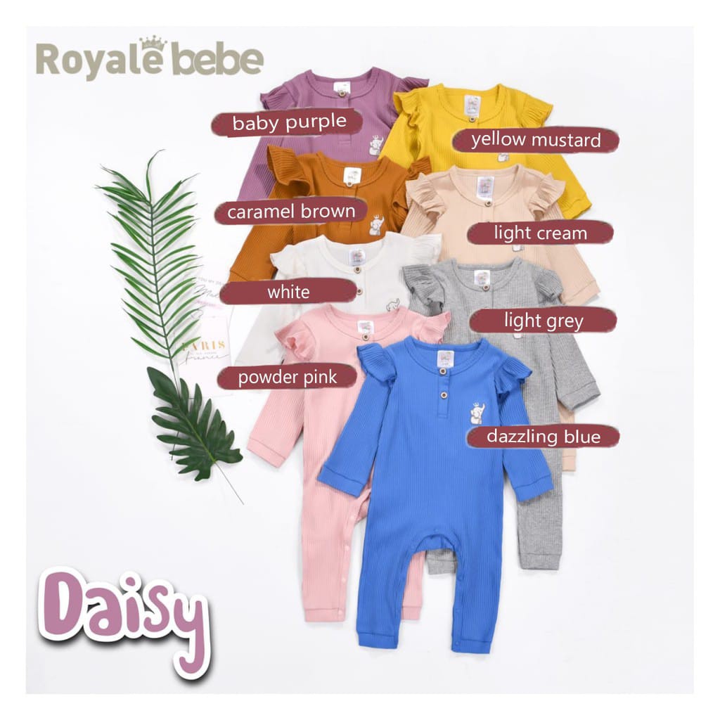 ROYALE BEBE SLEEPSUIT DAISY RUFFLE GIRL PIYAMA BAYI PIYAMA ANAK