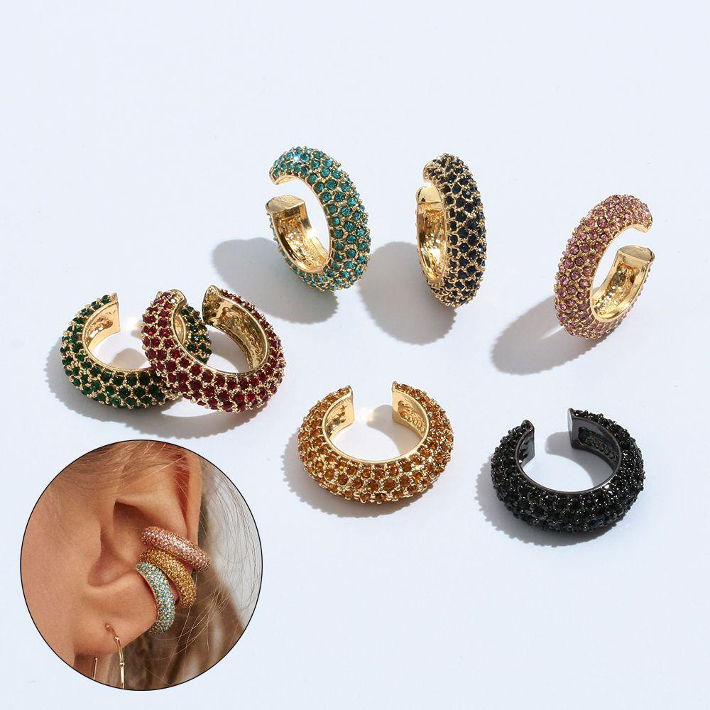 Top CZ Cuff Earrings Perhiasan Pesta Wanita Tanpa Tindik Anting