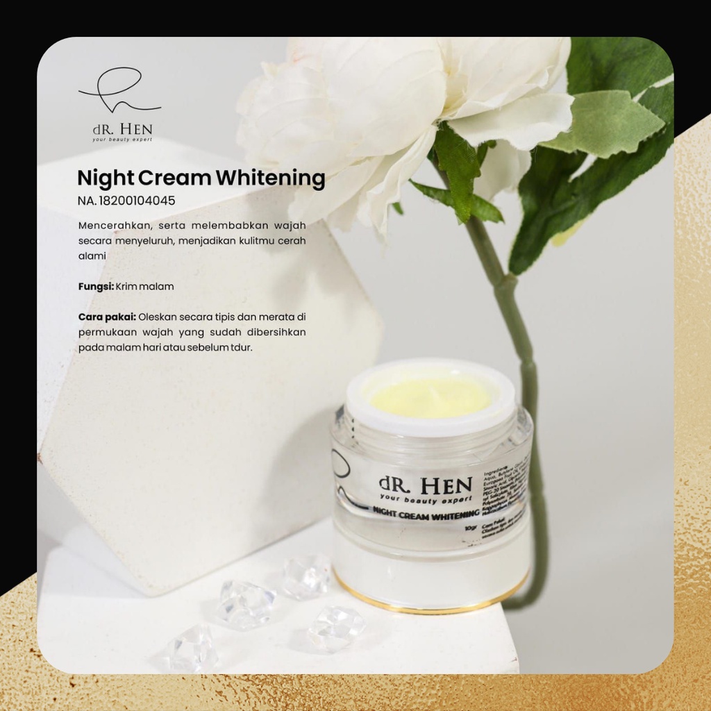 KRIM PEMUTIH BPOM DR. HEN BY ATHENA GROUP NIGHT CREAM WHITENING / MENCERAHKAN / FLEK ( READY  )