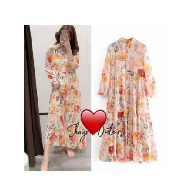 [COD] nagita slavina Zara Long Tunik Floral / Dress Bangkok Bkk impor