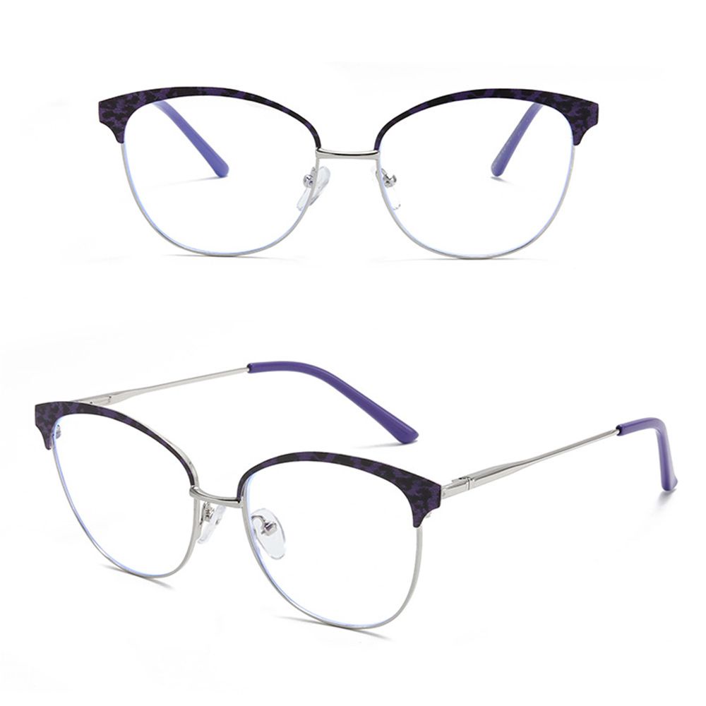 ROW Fashion Anti Blue Light Trendy Computer Goggles Leopard Glasses New Readers Eyeglasses Metal Frame Women/Men Office Glasses