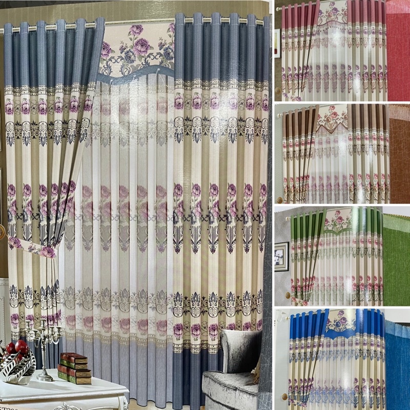 Kain gorden blackout motif bunga/ bahan gorden
