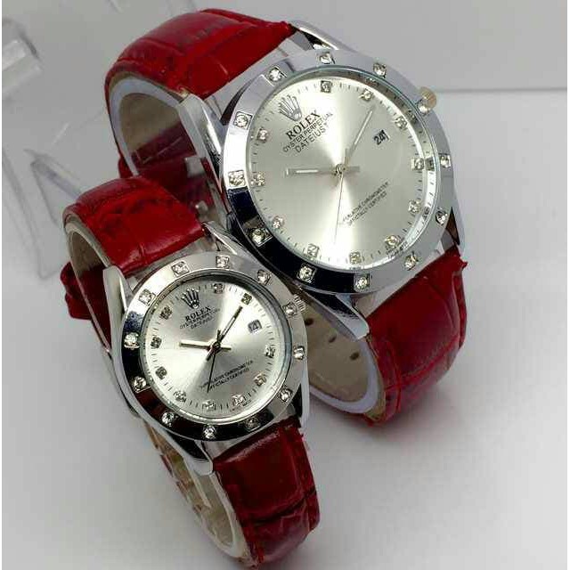 Jam Tangan Rolex Couple Date Tali Kulit Terbatas
