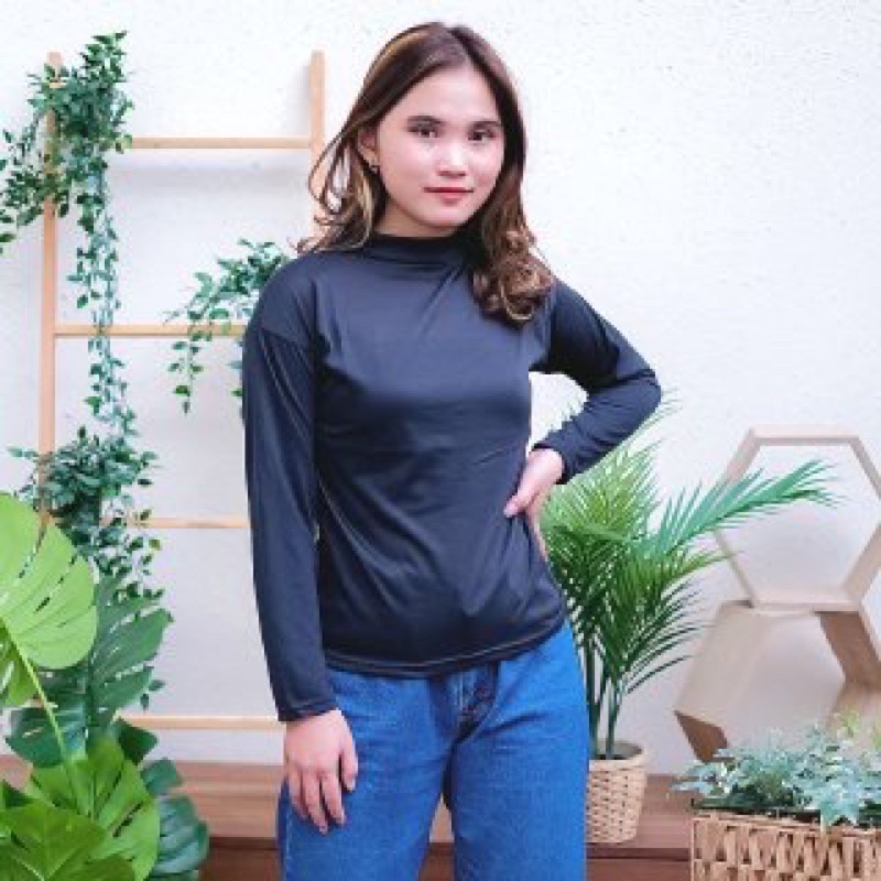 Kaos Turtleneck Kerah Tinggi bahan Pe Rayon