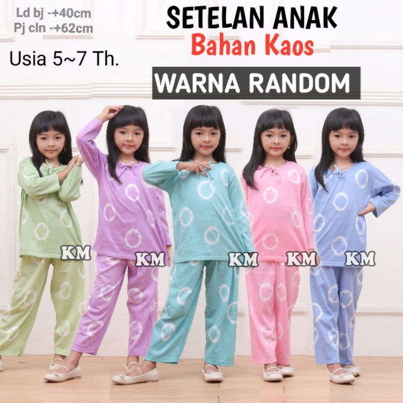 Stelan Anak Perempuan Baju clana Cewek Celana Setelan Pinggang Karet One Set Cewe Murah Pakaian Fashion Balita BB Usia 2 3 4 5 6 7 Tahun Ukuran M L XL Bahan Rayon Harga Grosir Aneka Varian Warna Polos Motif Renda Kancing Belakang Terbaru Kekinian LD COD