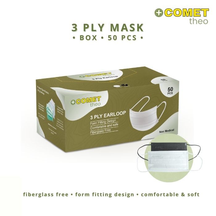 Murah Masker COMET Theo 3Ply Mask Box Hitam