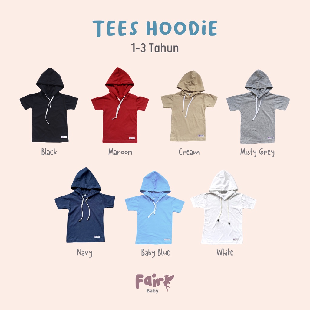 Fairy Baby Kids Tees Hoodie | Kaos Hoodie Basic Bayi Dan Anak 1-3 Tahun