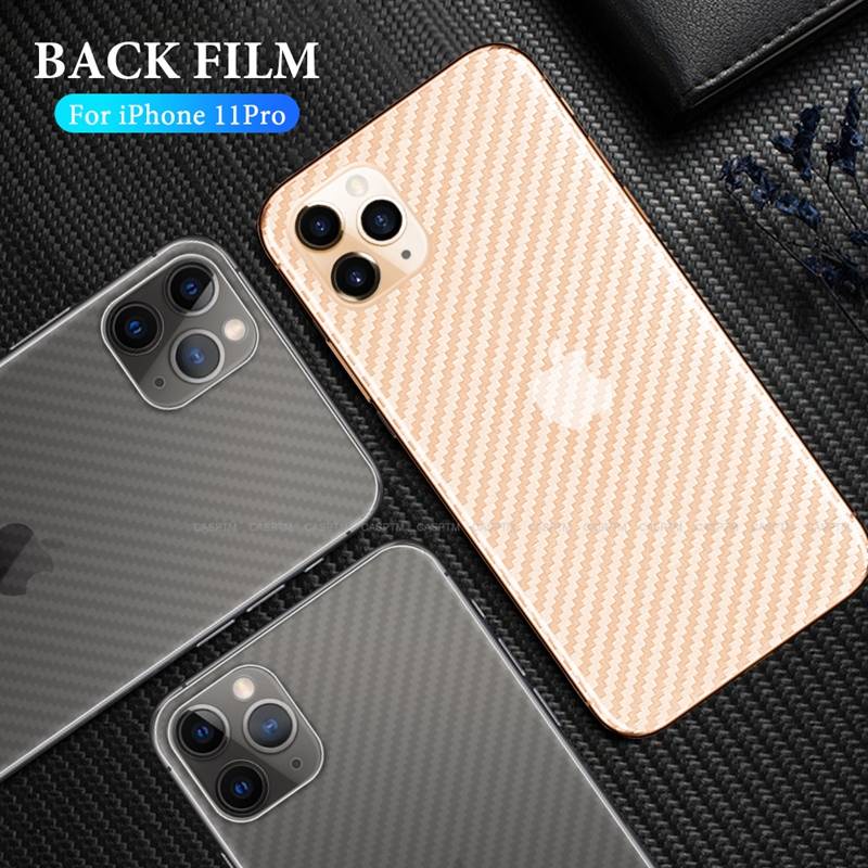 Stiker Pelindung Layar Transparan Bahan Carbon Fiber Untuk Iphone 11 12 13 Pro Max Mini 7 8 Plus X Xs Max Xr Se 2020