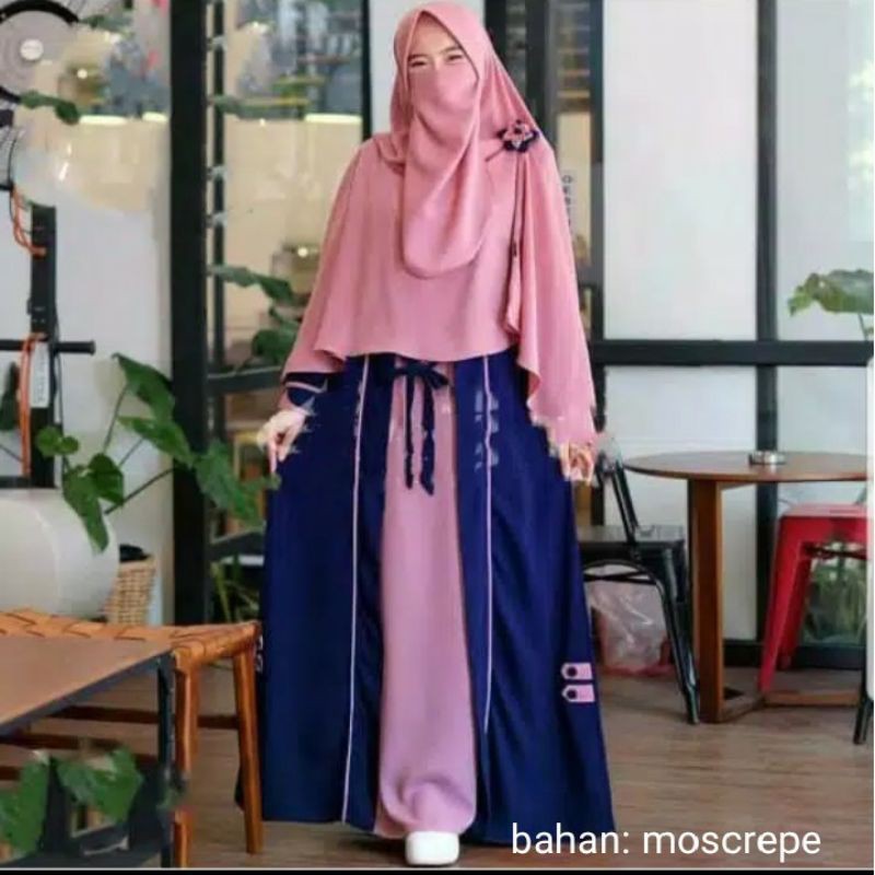Dress muslim syari set hijab instan plus cadar allsize gamis kalila moscrepe  premium remaja dewasa